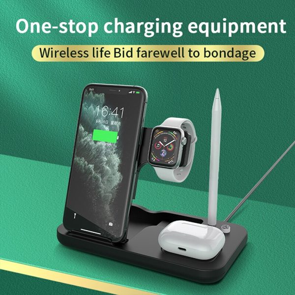 15W Fast Charge 4 In 1 QI Wireless Charger Dock Station For iPhone 11 12 Pro MAX Apple Watch Airpods Pro Charging Stand - Image 3