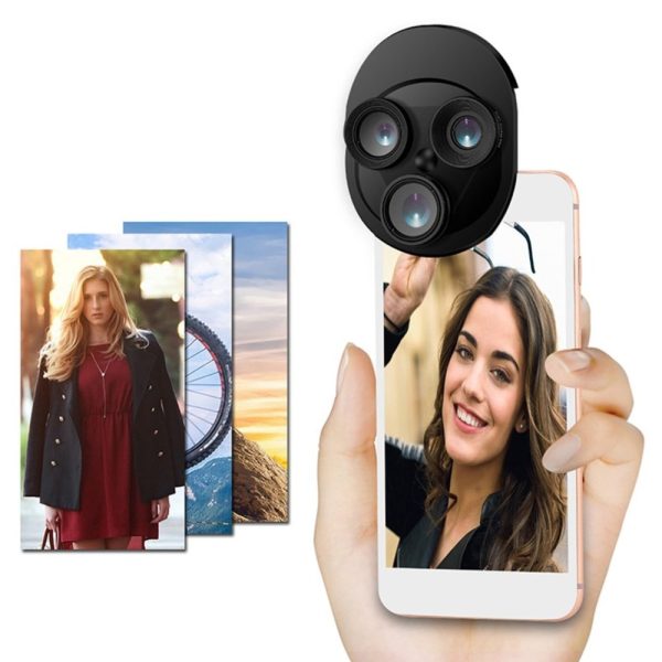 3 In 1 Mobile Phone Lens Set Professional Integral Turntable External Use Wide Angle + Fish Eye + Macro Camera Lens Set - Image 3