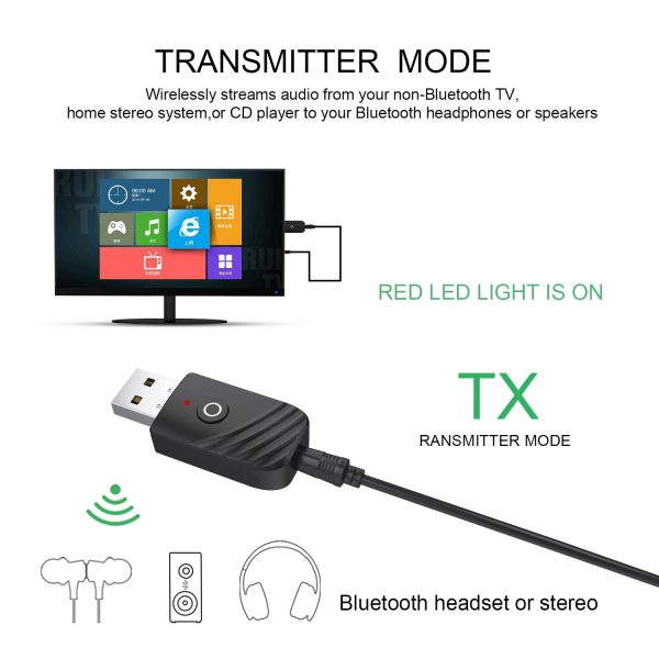 New 5.0 Bluetooth Audio Receiver Transmitter Three in One USB Adapter TV Computer Car SY319 - Image 3