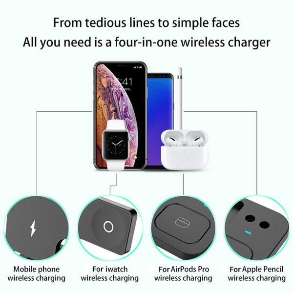 15W Fast Charge 4 In 1 QI Wireless Charger Dock Station For iPhone 11 12 Pro MAX Apple Watch Airpods Pro Charging Stand - Image 6