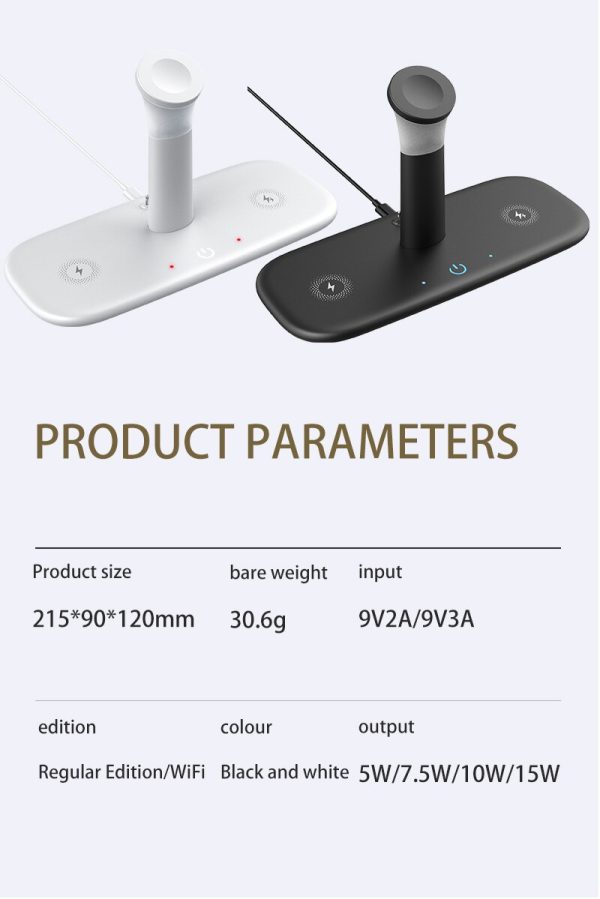 15W Qi Fast Wireless Charger For iPhone 12 11 XR X 8 Apple Watch 5 in 1 With Light Lamp Charging Dock Station Airpods Pro iWatch - Image 5