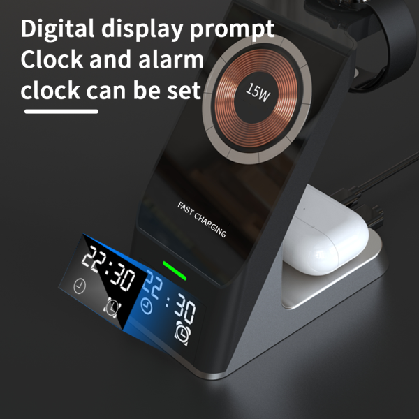 Wireless Charger 6-In-1 Multi-Function Clock Alarm Clock For Apple 14 Mobile Phone Headset Watch Magnetic Suction Fast Charging - Image 5