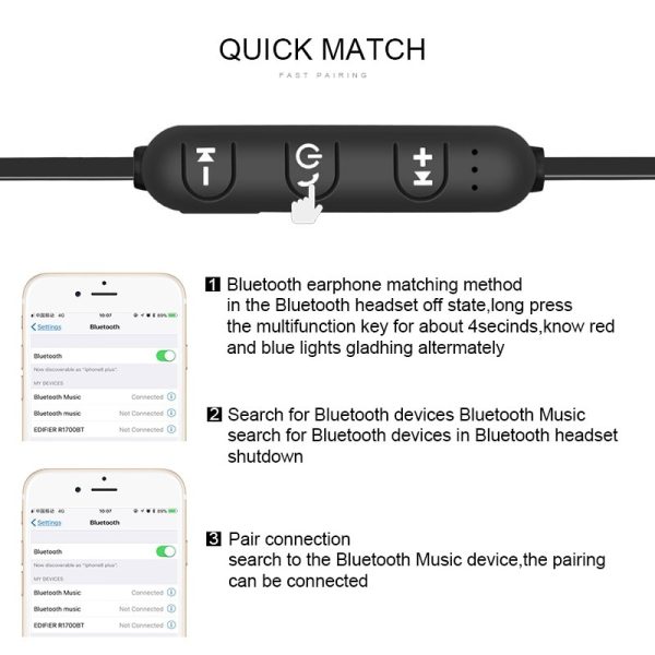 Wireless earphones Neckband Magnetic Sports 5.0 Bluetooth Earphone Stereo Earbuds Music Metal Headphones With Mic For All Phones - Image 4