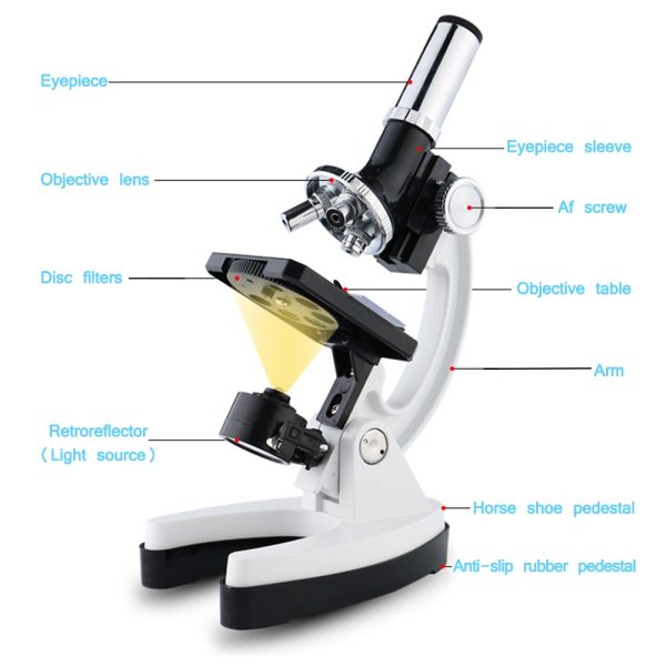 1200X Digital Microscope Set with Accessories Kit for Children Kids Students Gift All-Metal 100X 600X 1200X White Microscope - Image 3
