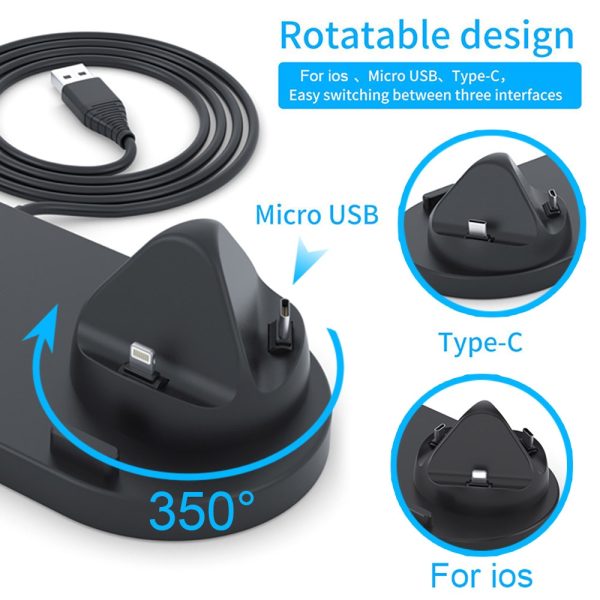 6 in 1 Wireless Charger Dock Station for iPhone/Android/Type-C USB Phones 10W Qi Fast Charging For Apple Watch AirPods Pro - Image 5