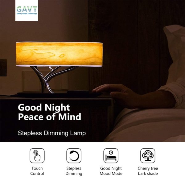 Modern led table lamp for bedroom dimmable bluetooth Speaker phone Charger wireless desk lamp bedside lamp table light tree lamp - Image 4