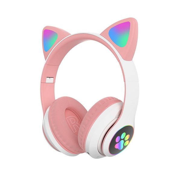 STN-28 Over Ear Music Headset Glowing Cat Ear Headphones Foldable Wireless BT5.0 Earphone with Mic LED Lights for PC Phone - Image 11