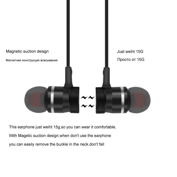 Wireless earphones Neckband Magnetic Sports 5.0 Bluetooth Earphone Stereo Earbuds Music Metal Headphones With Mic For All Phones - Image 2