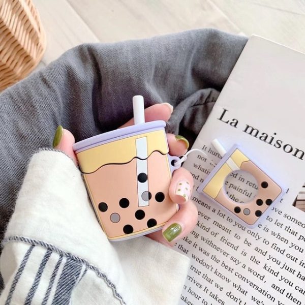 For AirPods Case Cartoon Cute Funny Milk Bubble Tea Drink Bottle Earphone Protect Cover For Airpods 2 with Finger Ring Strap - Image 9