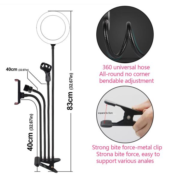 8inch LED Ring Light kit for Makeup Tutorial YouTube Video Live Stream For iPad Microphone Phone Holder Selfie Beauty Ring Light - Image 5