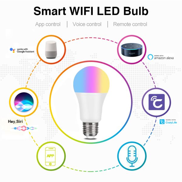 WiFi Smart Bulb Alexa Voice Control RGBCW Dimming Color A19 Bulb Graffiti Smart Life - Image 3