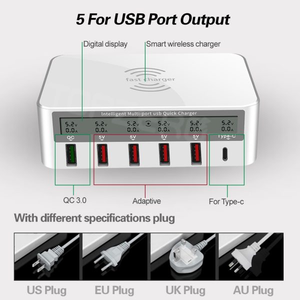 QI Wireless Charger Quick Charge 3.0 USB Charger For Samsung S10 Fast Charger Socket Adapter HUB Charger For iPhone Huawei Xiomi - Image 2