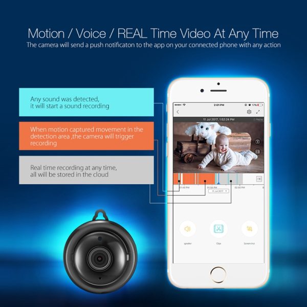 DG-MYQ IP Camera Cloud Storage 720P WIFI Night Vision Two-way Audio Security Motion Detection Alarm VS - Image 3