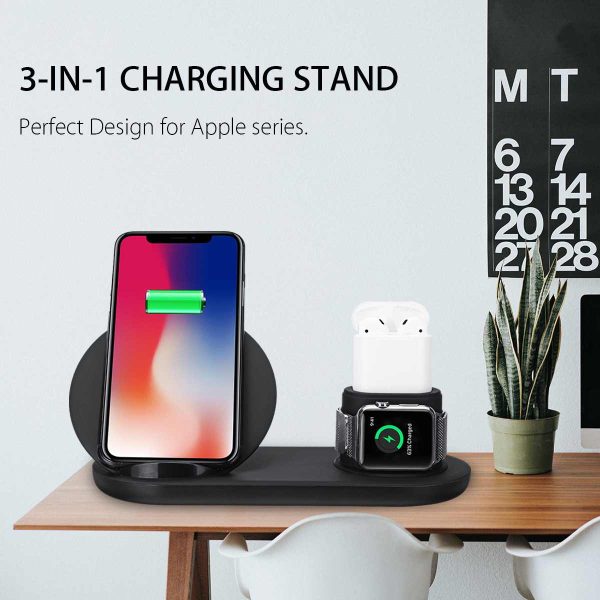 3 in1 10W Qi Wireless Charger Dock Station Fast Charging for Apple Watch 1 2 3 4 For iPhone XR XS Max For Samsung S9 For AirPods - Image 3