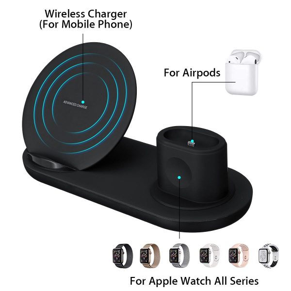3 in1 10W Qi Wireless Charger Dock Station Fast Charging for Apple Watch 1 2 3 4 For iPhone XR XS Max For Samsung S9 For AirPods - Image 5
