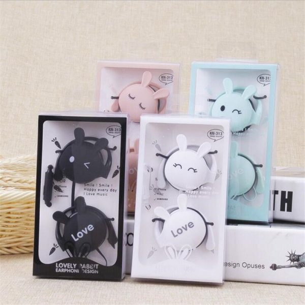 QearFun Cartoon Rabbit Ear Hook Wired Earphone Sport Running Stereo Headphones Children Girl Headset For Mobile Phone - Image 6