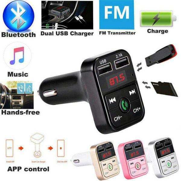 B2 Car MP3 Bluetooth Hands-Free Car Player FM Transmitter Car Charger Receiver - Image 2