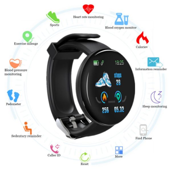 D18 Smart Bracelet Color Round Screen Heart Rate Blood Pressure Sleep Monitoring Pedometer Sports Encyclopedia Star Smart Watch - Image 4