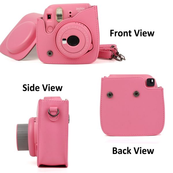 For Fujifilm Instax Mini 8 Mini 9 Camera PU Leather Color Bag Instax Mini case with Shoulder Strap Transparent Crystal Cover - Image 2