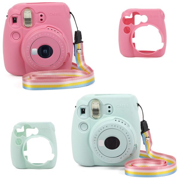 For Fujifilm Instax Mini 8 Mini 9 Camera PU Leather Color Bag Instax Mini case with Shoulder Strap Transparent Crystal Cover - Image 3
