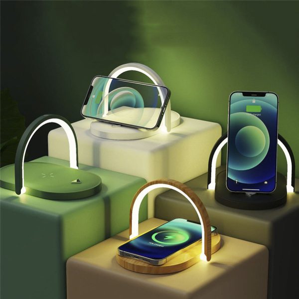 Night Light Wireless Charger 15W Fast Charge with Mobile Phone Stand Desk Lamp Power Bank - Image 8