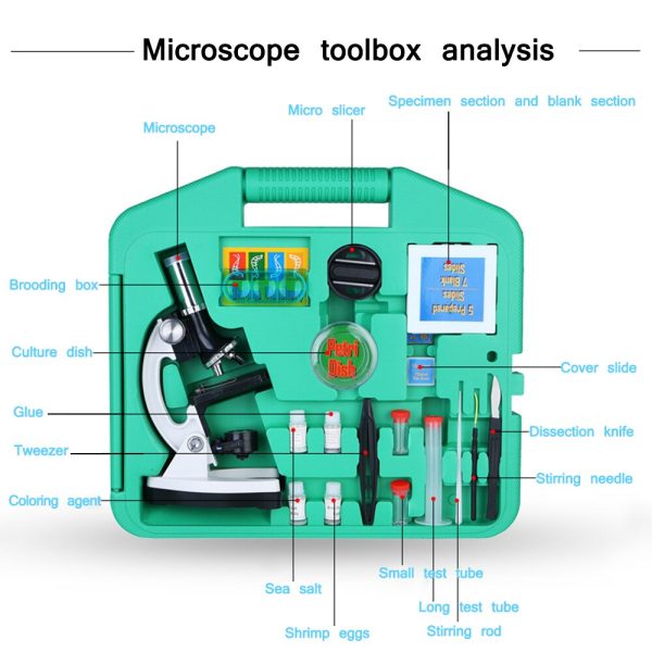 1200X Digital Microscope Set with Accessories Kit for Children Kids Students Gift All-Metal 100X 600X 1200X White Microscope - Image 5