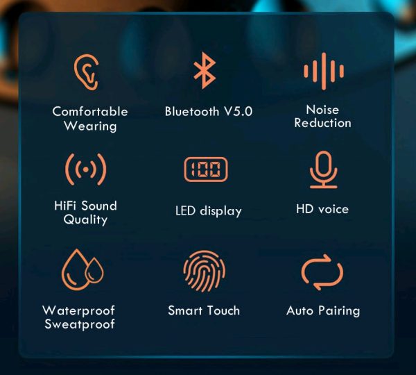 TWS Bluetooth 5.0 Earphones 2200mAh Charging Box Wireless Headphone 9D Stereo Sports Waterproof Earbuds Headsets With Microphone - Image 5