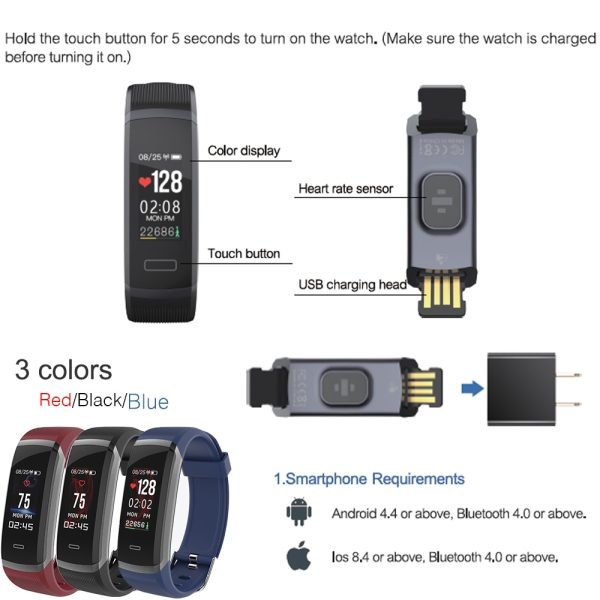 Sport Smart Watch GT101 Waterproof Color Screen Fitness Tracker Heart Rate Monitor Call Reminder Smartwatch Men Women - Image 2