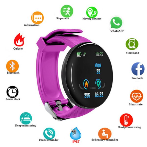 D18 Smart Bracelet Color Round Screen Heart Rate Blood Pressure Sleep Monitoring Pedometer Sports Encyclopedia Star Smart Watch - Image 3