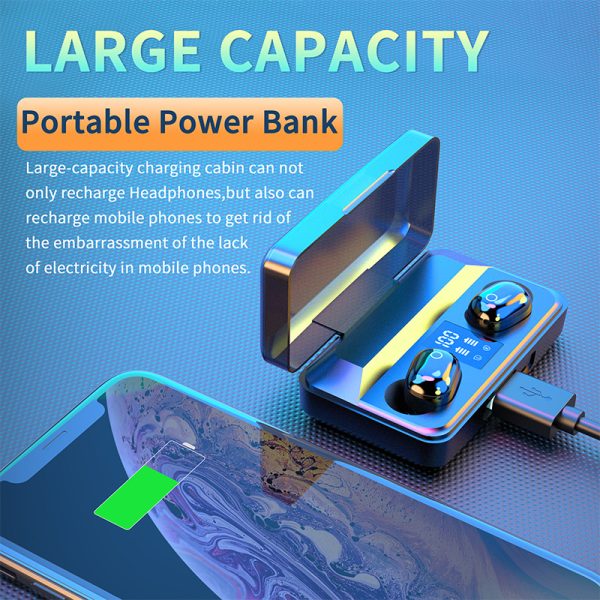A10s Bluetooth Headset Binaural With Digital Display Binaural Binaural TWS With Power Bank Function 5.0 - Image 3