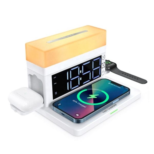 Multifunctional Wireless Charger 15W Fast Charge Desk Lamp Alarm Clock 6 in 1 for Apple Huawei - Image 4