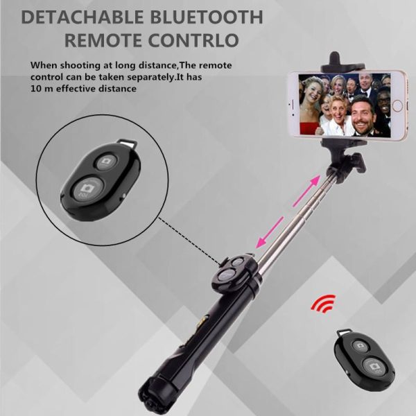 Mini Selfie Stick Foldable Tripod 3 in 1 Universal Romote Bluetooth Stick - Image 2