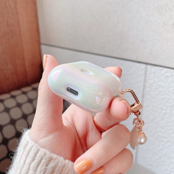 3D Love Pearl Shell Keychain Water Drop Rainbow Hard Headphone Earphone case for apple airpods 1 2 3 pro Wireless Headset cover - Image 5
