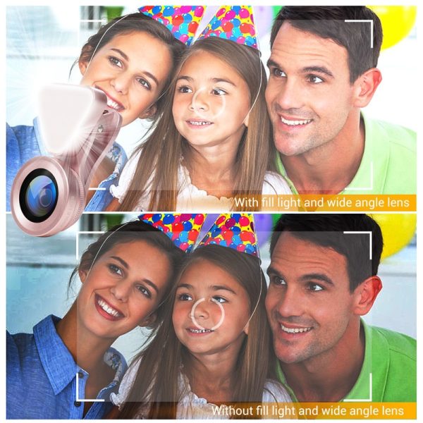 3 in 1 Phone Lens, LED Flish Light Lens For iphone SE X 8 7 6 6S Fish Eye Lens 0.4-0.6X Wide Angle+10X Macro Clip-on Lens - Image 5