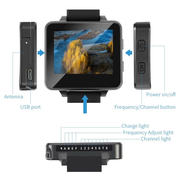 BOSCAM BOS200RC Upgrade 200RC FPV Watch 5.8GHz 40CH HD 960*240 2 TFT Monitor Wireless Receiver for DIY RC Camera Quadcopter - Image 5