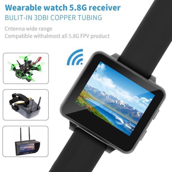 BOSCAM BOS200RC Upgrade 200RC FPV Watch 5.8GHz 40CH HD 960*240 2 TFT Monitor Wireless Receiver for DIY RC Camera Quadcopter - Image 2