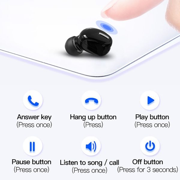 Mini In-Ear 5.0 Bluetooth Earphone HiFi Wireless Headset With Mic Sports Earbuds Handsfree Stereo Sound Earphones for all phones - Image 2