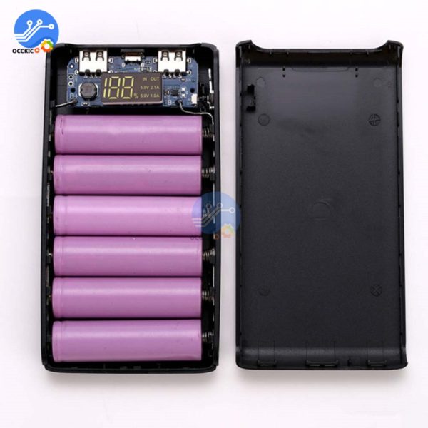 6x18650 Power Bank Box Shell Battery Charger Case 6*18650 Battery Storage Holder Type-C Micro USB Port for Mobile Phone Charger - Image 3