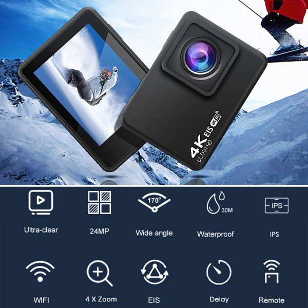 H10 EIS Anti-shake Action Camera Ultra HD 4K / 60fps WiFi 2.0" 170D Underwater Waterproof Cam Helmet Vedio Go Sport Pro Came - Image 2