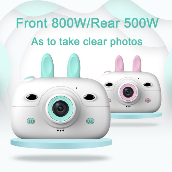 New Children's Camera Rabbit Ears Cartoon Mini Small SLR HD Screen Dual Lens Digital Camera Gift For Children - Image 3