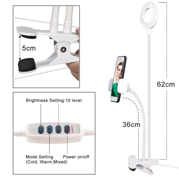 Photo Studio Selfie LED Ring Light with Cell Phone Mobile Holder for Youtube Live Stream Makeup Camera Lamp for iPhone Android - Image 3