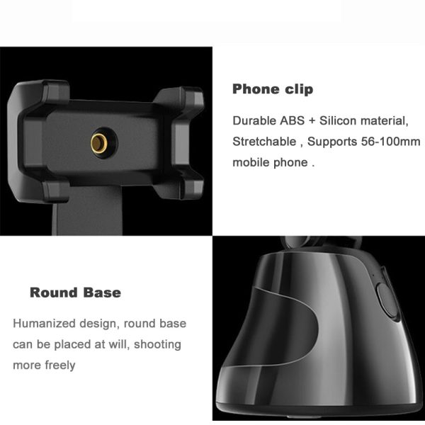 Portable All-in-one Auto Smart Shooting Selfie Stick ,  360 Rotation Auto Face Tracking Object Tracking vlog Camera Phone Holder - Image 2