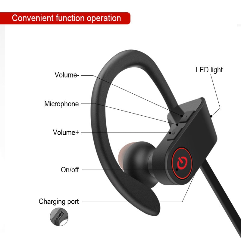 Sports Bass Bluetooth Headphones Waterproof Wireless Earphones and Headphone Wireless Stereo Music with Mic for Xiaomi - Image 2