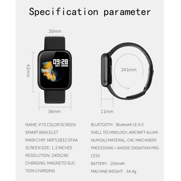 P70 smart wristband +earphone+belt /set smart band women with heart rate blood pressure waterproof watch for ios android - Image 6