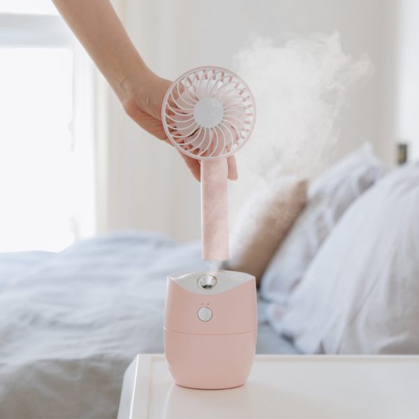 New Rotary Spray Fan USB Rechargeable Mini Humidifier Portable Silent Shaking Head Fan - Image 2