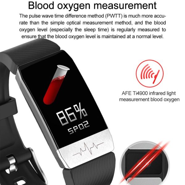 T1 Smart Watch Band With Temperature Immune Measure ECG Heart Rate Blood Pressure Monitor Weather Forecast Drinking Remind - Image 4