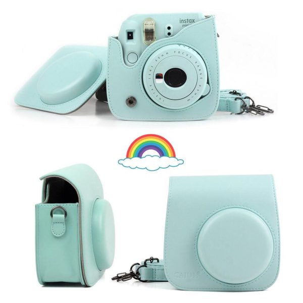 For Fujifilm Instax Mini 8 Mini 9 Camera PU Leather Color Bag Instax Mini case with Shoulder Strap Transparent Crystal Cover - Image 6