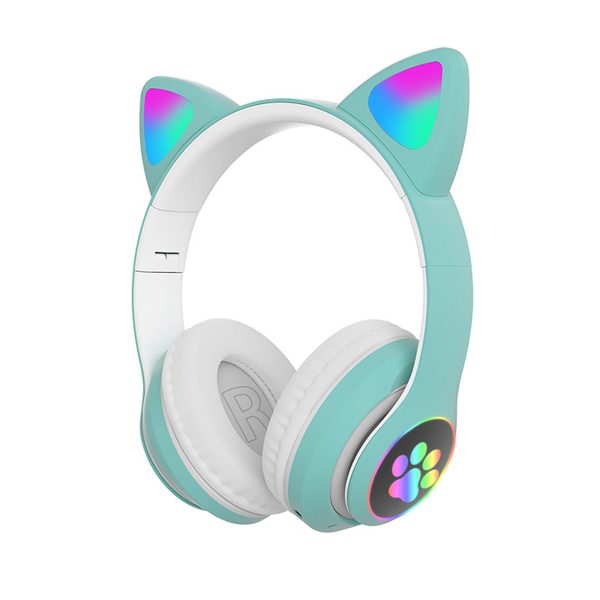 STN-28 Over Ear Music Headset Glowing Cat Ear Headphones Foldable Wireless BT5.0 Earphone with Mic LED Lights for PC Phone - Image 8