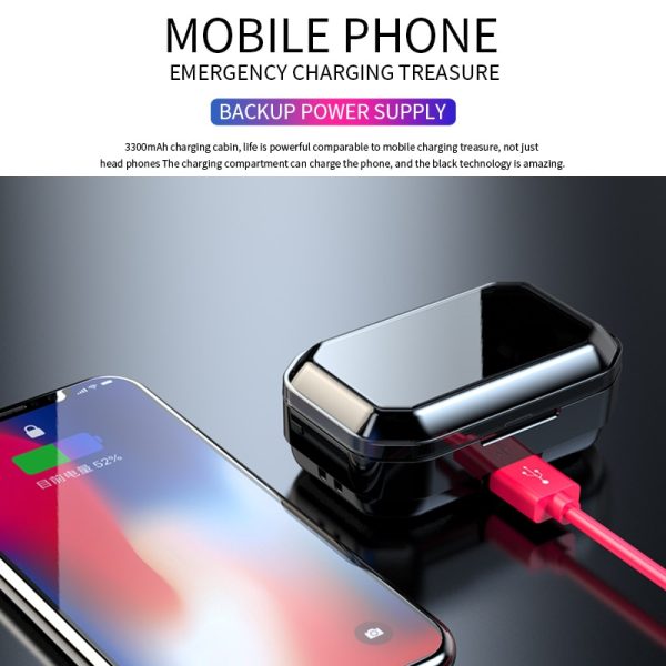 G02 V5.0 Bluetooth Stereo Earphone Wireless IPX7 Waterproof Touch Earbuds Headset 3300mAh Battery LED Display Type-c Charge Case - Image 6