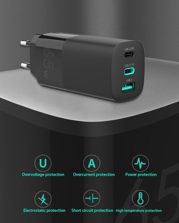 Vilips GAN 65W USB C Charger Quick Charge QC4.0 QC PD3.0 Type C Fast USB Charger For Macbook Pro iPhone Samsung Huawei - Image 3